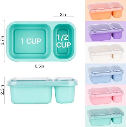 DOSEWART 6 Color 2-Compartment Reusable Snack Containers with Lids