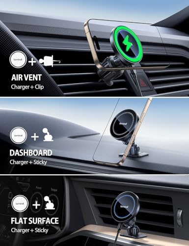 Lamicall 15W for MagSafe Car Mount Charger Vent Dashboard 360° for iPhone