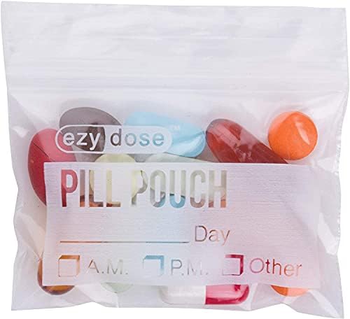 EZY DOSE Disposable Pill, Vitamin, and Daily Medicine Organizer Pouches, Zippered Seal Baggies, Pocket Sized and Travel Friendly, Easy to Use, Write on Label, 100 Count, BPA Free