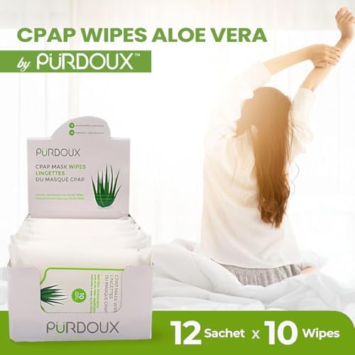 CPAP Mask Wipes (12 Travel Packs x 10 Wipes) 100% Cotton Unscented