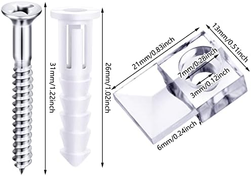 Blulu 20 Pack Glass Mirror Holder Clips for Wall Mounting
