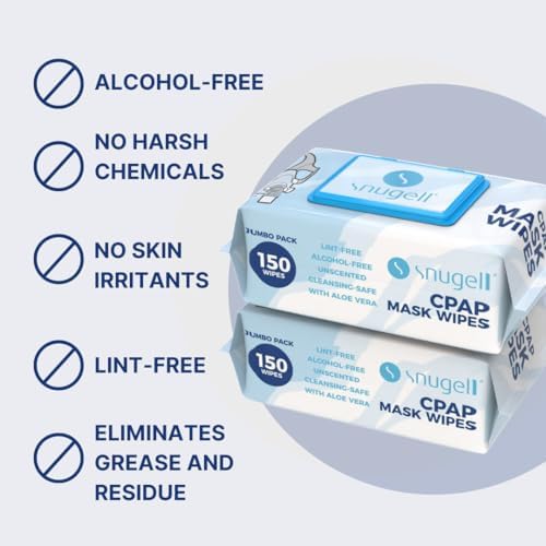 Snugell CPAP Mask Wipes - Travel Size 150 Count (Pack of 1), Unscented