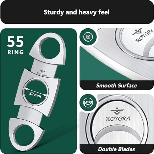 roygra Stainless Steel Cigar Cutter (2 Pack), Heavy Duty Classic Guillotine