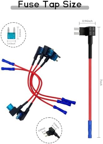 5 Pack 12V Car Add-a-Circuit Fuse TAP Adapter Mini Fuse Holder Connector