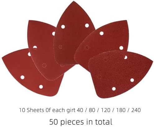Coceca Mouse Detail Sander Sandpaper Sanding Paper Assorted Sanding Pads 40 80 120 180 240 Grits (50pcs Mouse Sandpaper)