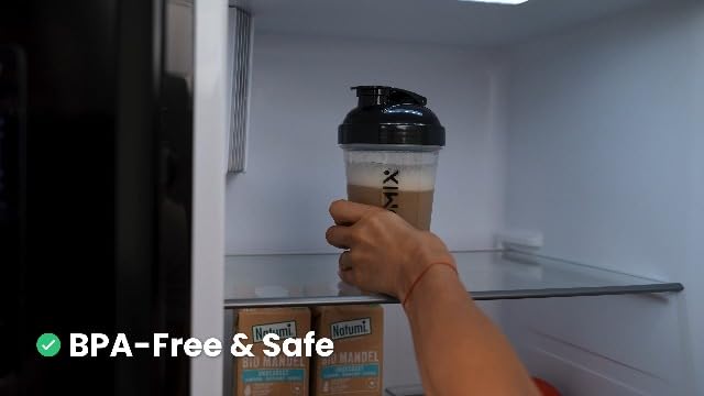 VELOMIX 2 Pack 20oz Protein Shaker Bottle for Protein Mixes, Black/Transpar
