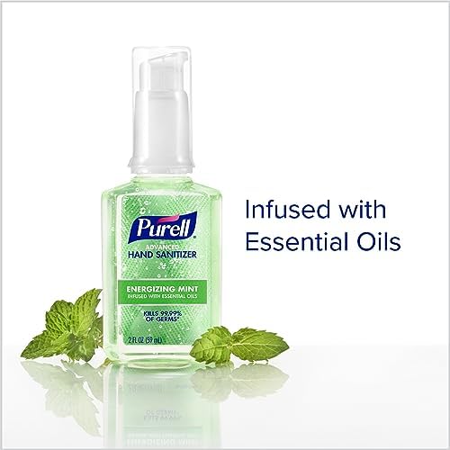 Purell Hand Sanitizer Gel Mint, Travel Pump Bottle 6ct x 2fl oz- 3907-04-EC