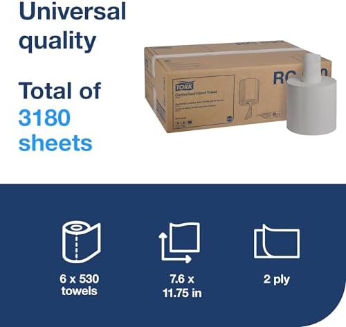 Tork Centerfeed Hand Towel White M23, 6 x 530 Towels, RC530
