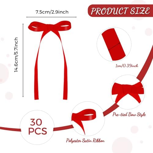 30 Pack Red Ribbon Bows for Cake Bow Cake Toppers