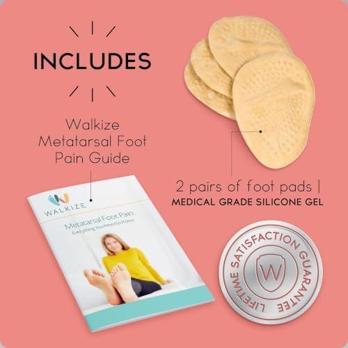 Walkize Ball of Foot Cushions for Women, Metatarsal Pads, 2 Pairs, Beige