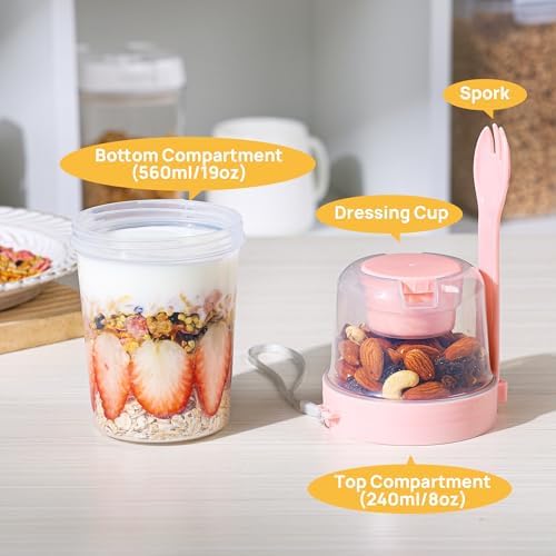 Vtopmart Yogurt Parfait Cups, 4 Pack, 27oz, with Lids & Spoons