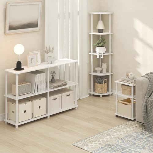 Furinno Turn-N-Tube 3-Tier Toolless Side Table, Compact, White