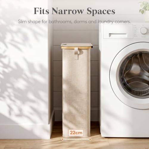 Lifewit 65L Slim Laundry Hamper with Lid and Removable Bag, Beige