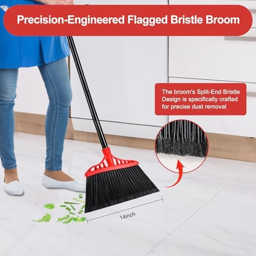Tiumso Heavy Duty Broom Commercial Indoor/Outdoor Broom 55Inch
