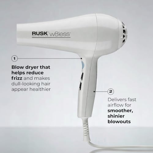 RUSK Engineering W8less Professional 2000 Watt Dryer, 7 Speed Settings, Lightweight.
