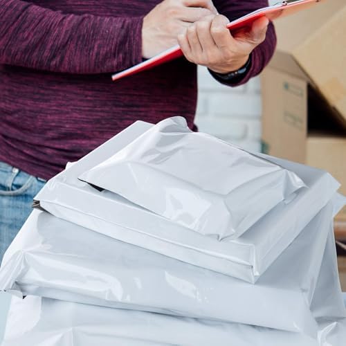 Poly Mailers 12x15.5 100PC Medium Shipping Bags for Clothes White