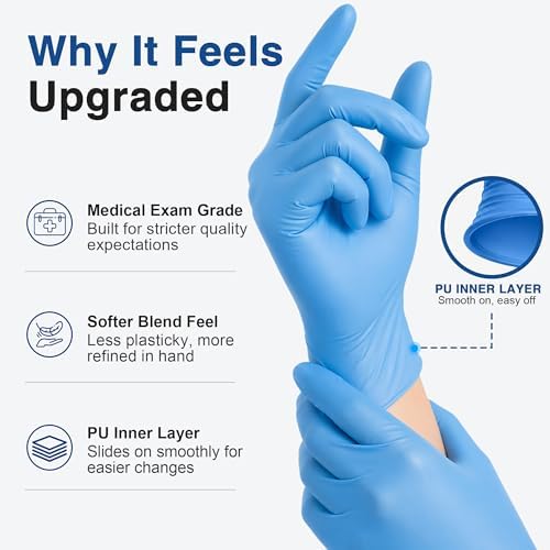 Schneider Medical Nitrile/Vinyl Blend Exam Gloves, Black Disposable