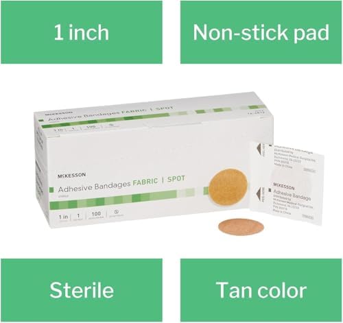 MCKESSON Adhesive Spot Bandage Medi-Pak Performance Fabric 1" Diameter Round Tan (#16-4812, Sold Per Box)
