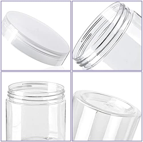 Panxxsen 20 Pack 4oz Clear Plastic Jars with Lids,115ml Wide-Mouth Refillable Storage Containers,Empty Round Containers for Candy,Beads,Lotion,Slime Making and Food Storage