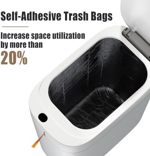 MOPUP Bathroom Trash Can, Automatic Bagging Garbage Can, 3.5 Gallon Slim Smart Small Plastic Trash Bin, Narrow Motion Sensor Trash Can for Bedroom, Office White
