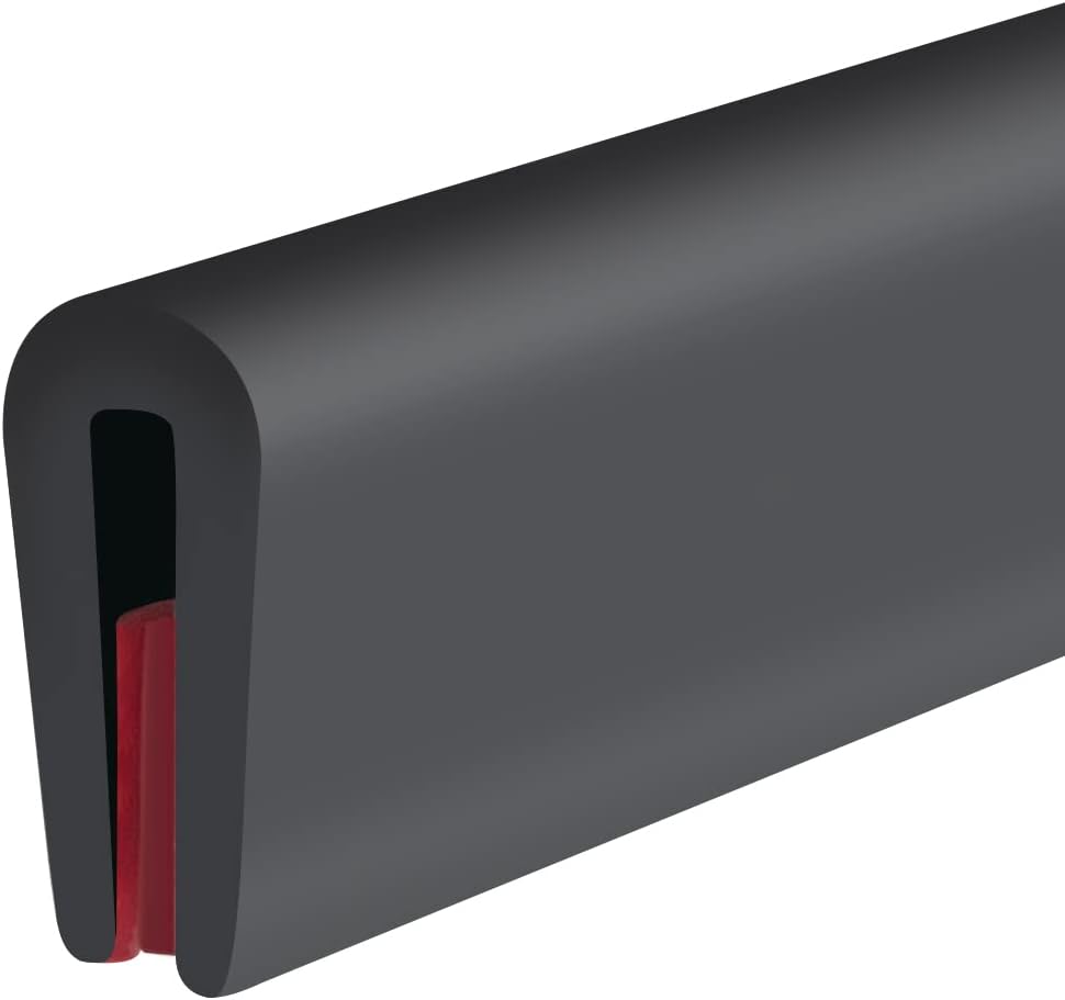 Rubber Edge Trim, Fit 1/16"(1.0mm), Length 10Ft, Black Color