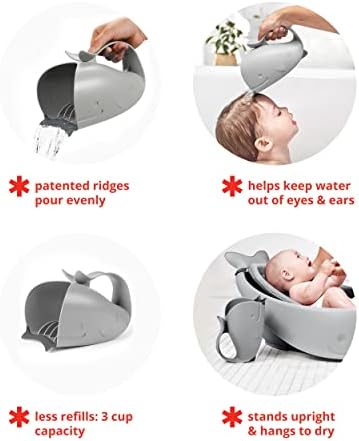 Skip Hop Baby Bath Rinse Cup MOBY Tear-free Waterfall Rinser Grey Age 0+