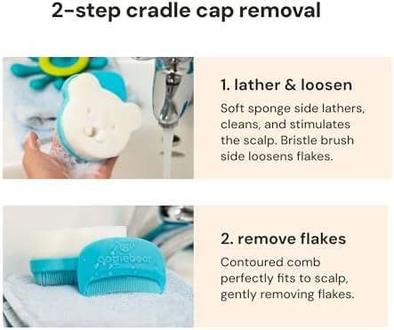 oogiebear Cradle Cap Brush Kit for Babies, 3 Piece Gentle Scalp Care Set