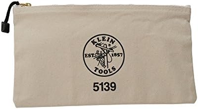 KLEIN TOOLS Zipper Bag, Canvas Tool Pouch with Heavy Duty Brass Zipper Close