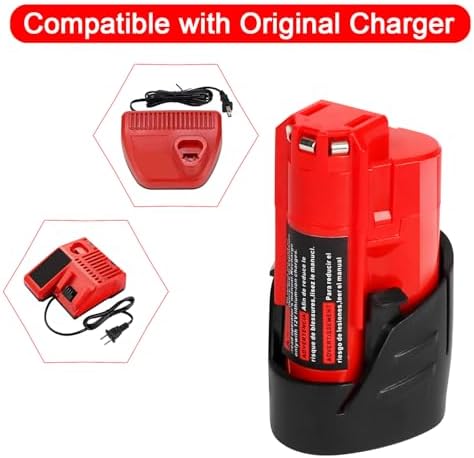 waitley 2Pack 12V 3.0A Replacement Battery Compatible with Milwaukee Tool