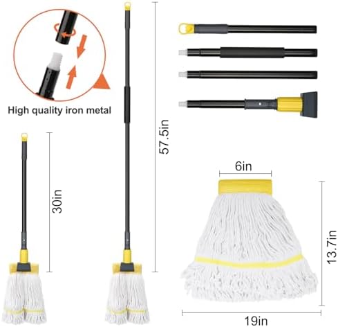KeFanta Commercial Mop Heavy Duty Industrial Mop,60" String Wet Cotton Mops