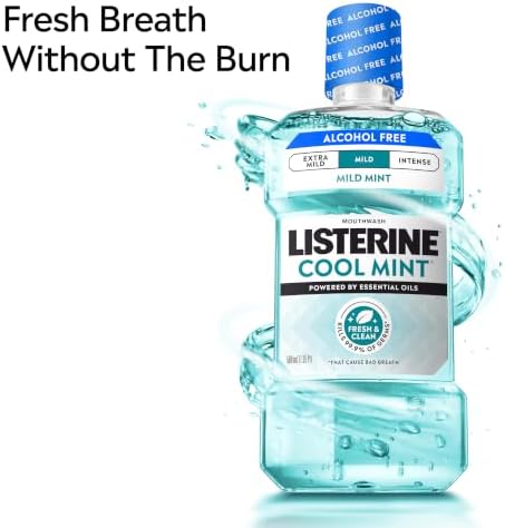 Listerine Cool Mint Alcohol Free Mouthwash, Mild Mint, 33.8 fl. oz/1 L