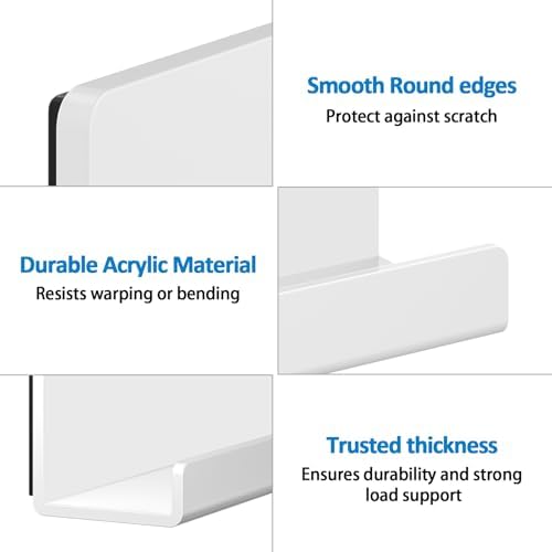 2 Pcs Magnetic Book Shelf for Whiteboard, Magnet Shelves Hold 10 lbs, White