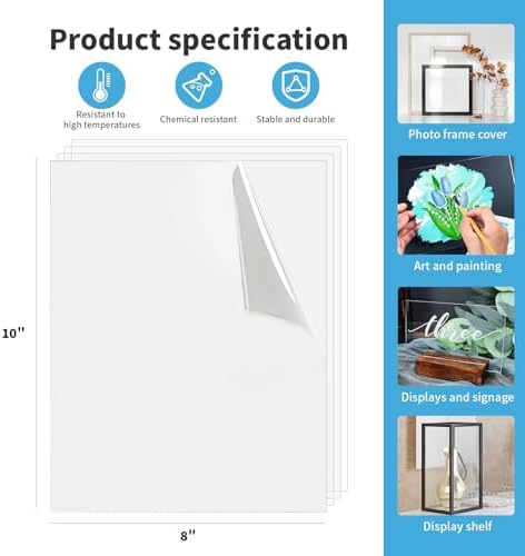 Art3d Plexiglass Sheets, Clear & Flexible, 5-Pack of 8 x 10"