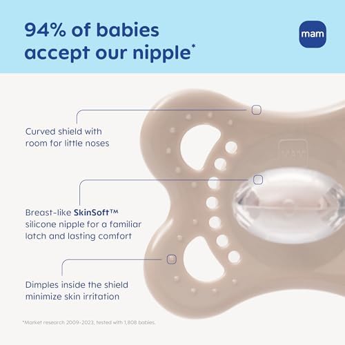 MAM Original Baby Pacifiers 0-6 Months, Glows in The Dark, 4 Pack
