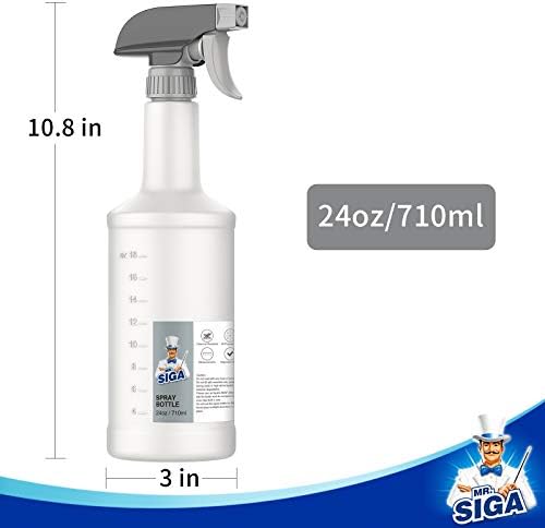 MR.SIGA 24 oz Empty Plastic Spray Bottles for Cleaning Solutions, 3 Pack