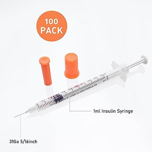 U-100 1ml 31 Gauge 5/16" Syringe, Individually Packed 100 PACK