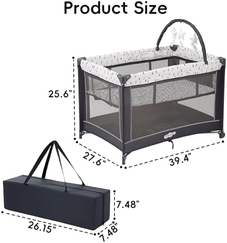 Pamo Babe Pack and Play with Bassinet, Portable Playard for Baby
