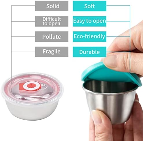 Freshmage 6-Pack 2.4oz Stainless Steel Dressing Container with Silicone Lid