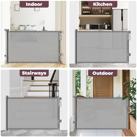 Retractable Baby Gate for Stairs & Doorways, Dog Gate Indoor Outdoor