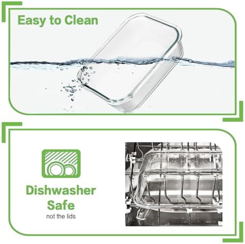 HOMBERKING 10-Pack Glass Meal Prep Containers, 36 oz/14 oz, Locking Lid Set