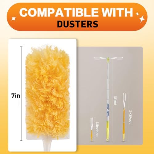 Heavy Duty Duster Refills, Disposable Dusters Kit for Cleaning Dusting Furniture Blind Ceiling Fan, Multi Surface 360 Feather Duster(60)+3FT Extended Handle +1 Handle