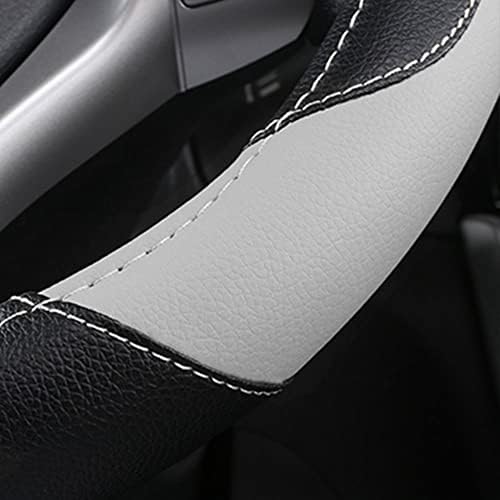 Leather Car Steering Wheel Cover, Universal Fit for Most Cars, Grey