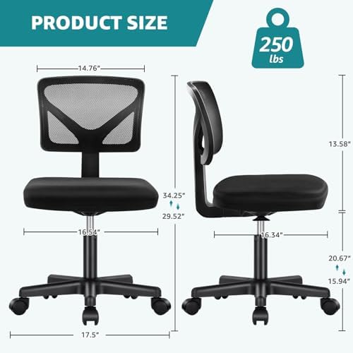 OLIXIS Armless Home Office Chair, Ergonomic Small Desk Chair