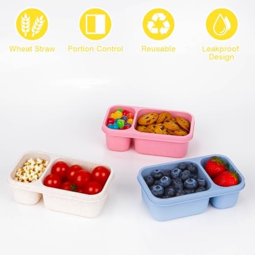DOSEWART 2-Compartment Reusable Snack Containers with Lids