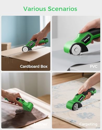 Soleilwear Cardboard Cutter, Cordless Electric Scissors with Safety Lock