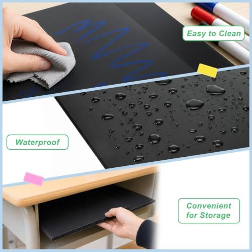 24 Pack Privacy Folders for Students, Black Desk Dividers for Classroom