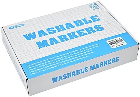 Rarlan Washable Markers Bulk for Kids, Bulk pack, 12 Colors, 240 Count