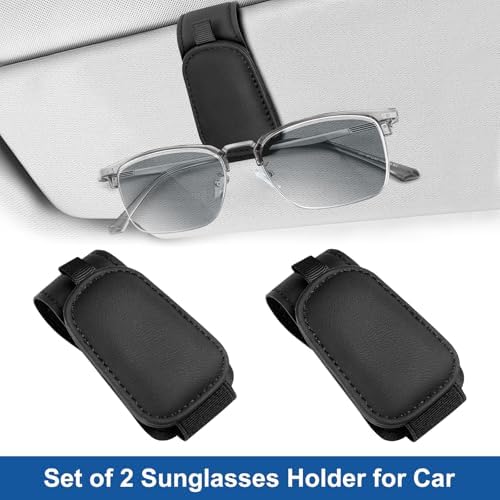Teraves 2 Pack Sunglass Holder for Car Visor, Magnetic, Easy to Hold