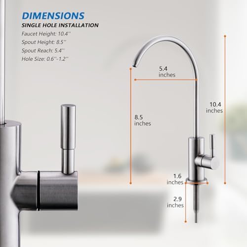 WEWE Drinking Water Faucet for RO System and Bar Sink, Brushed Nickel