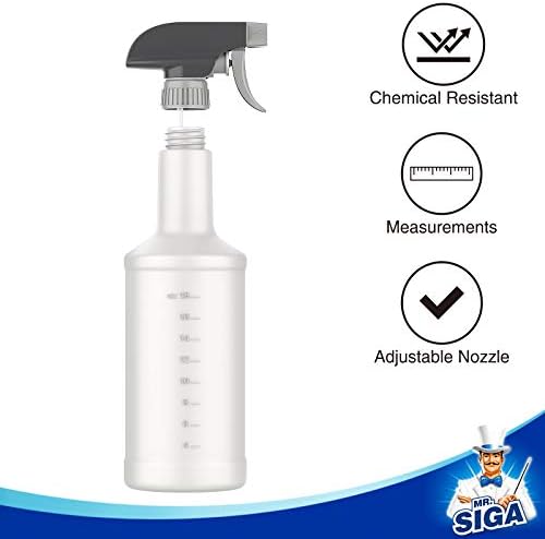 MR.SIGA 24 oz Empty Plastic Spray Bottles for Cleaning Solutions, 3 Pack